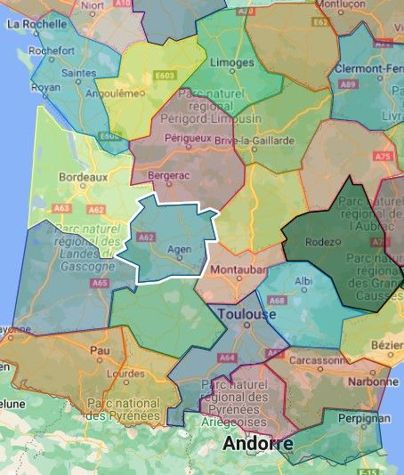 Carte de France avec le département du Lot-en-Garonne